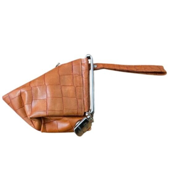 Renato Angi Handbags - Renato Angi Venezia Croc Embossed Triangular Shaped Wristlet
